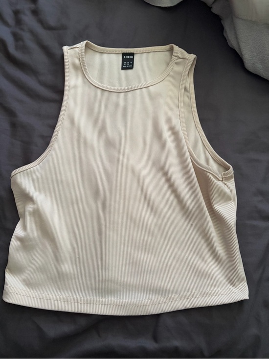 SHEIN Tops - SHEIN Cream Ribbed Muscle Tank Top